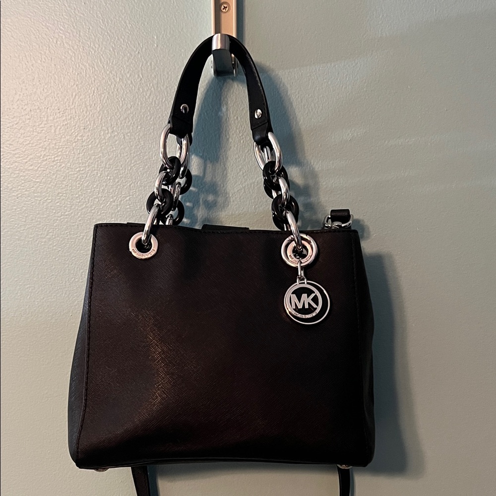 Michael Kors Black Cynthia Saffiano Leather Cross Body Satchel